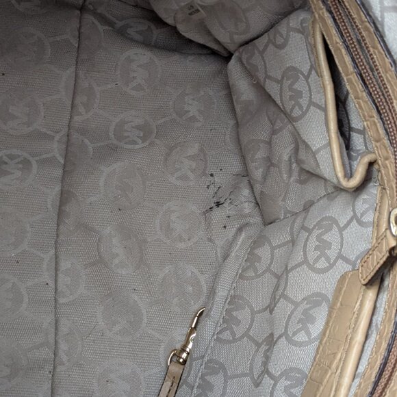 MICHAEL KORS Beige Croco Large Hamilton Whip-Stitch Chain Shoulder Bag  Satchel - Picture 11 of 15